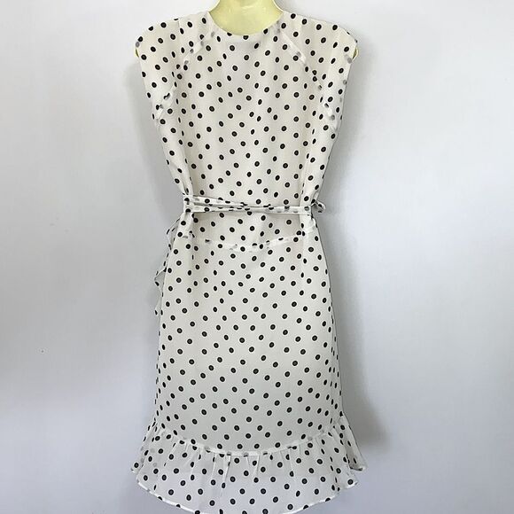 All Saints Dress Krystal Dot Wrap Ruffle White Black NWOT Sz Sm - Picture 7 of 8